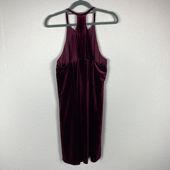 NWT Crosby by Mollie Burch Ellie Velvet Mini Swing Trapeze Dress Cabernet Red M - Picture 6 of 14